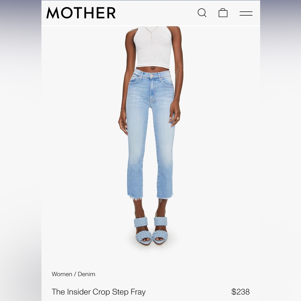 MOTHER JEANS. THE INSIDER CROP STEP FRAY. NWT